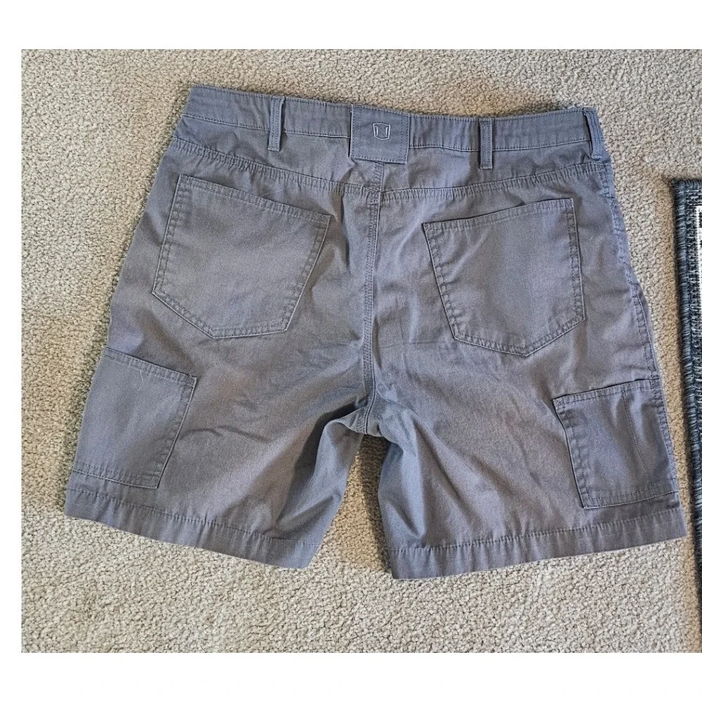 Noble Outfitters Mens Charcoal Gray Canvas Cargo Utility Work Shorts Size 34